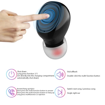 

Bluetooth 5.0 Waterproof Wireless Earbuds USB Calling With Charging Box Handsfree Adjustable Volume Stereo Touch Control HIFI