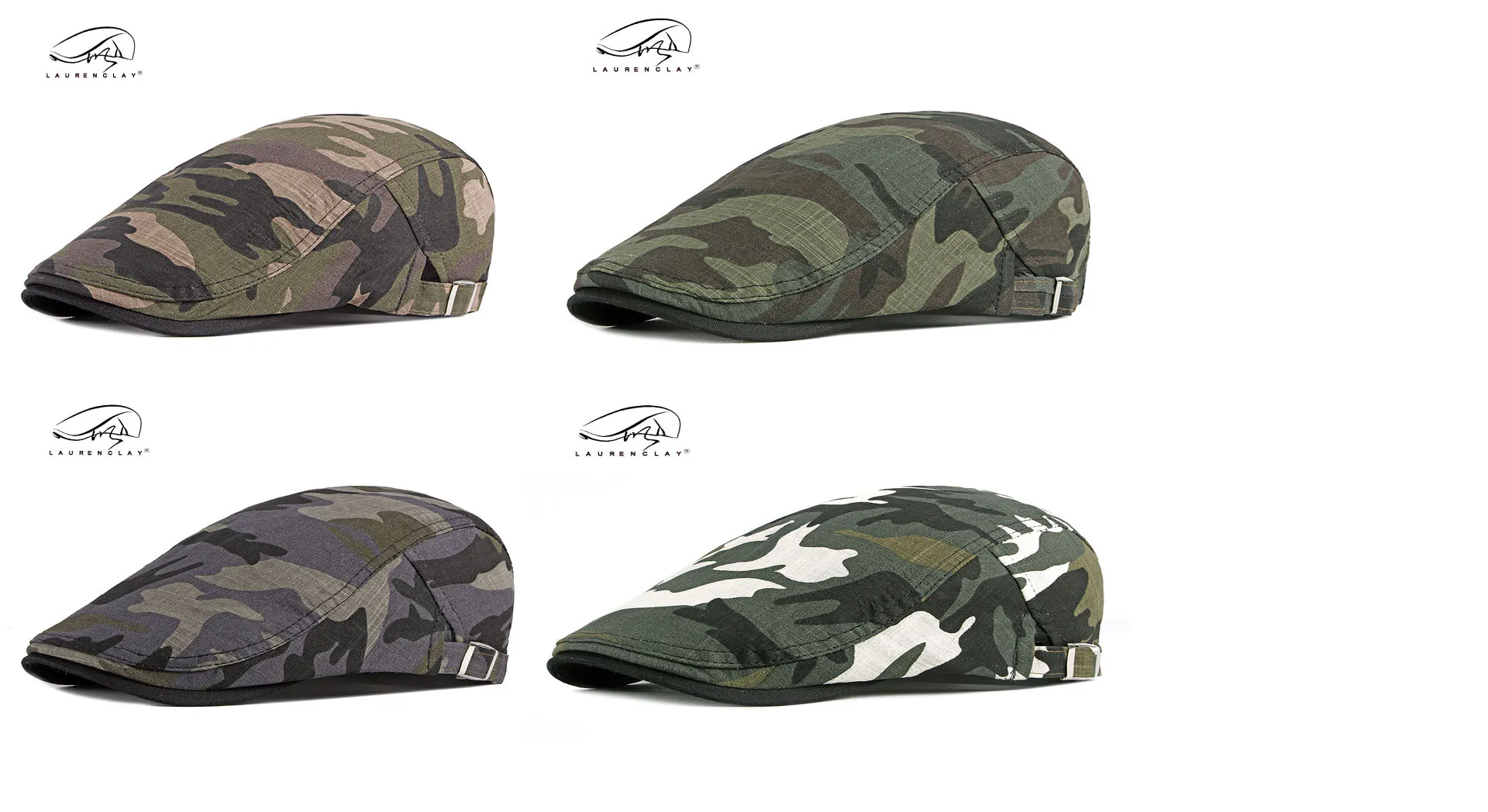 

Men's Hat Summer Breathable Washed Cotton Camouflage Berets Adjustable Head Size Hip Hop Caps Male Bone Personality Tongue Cap