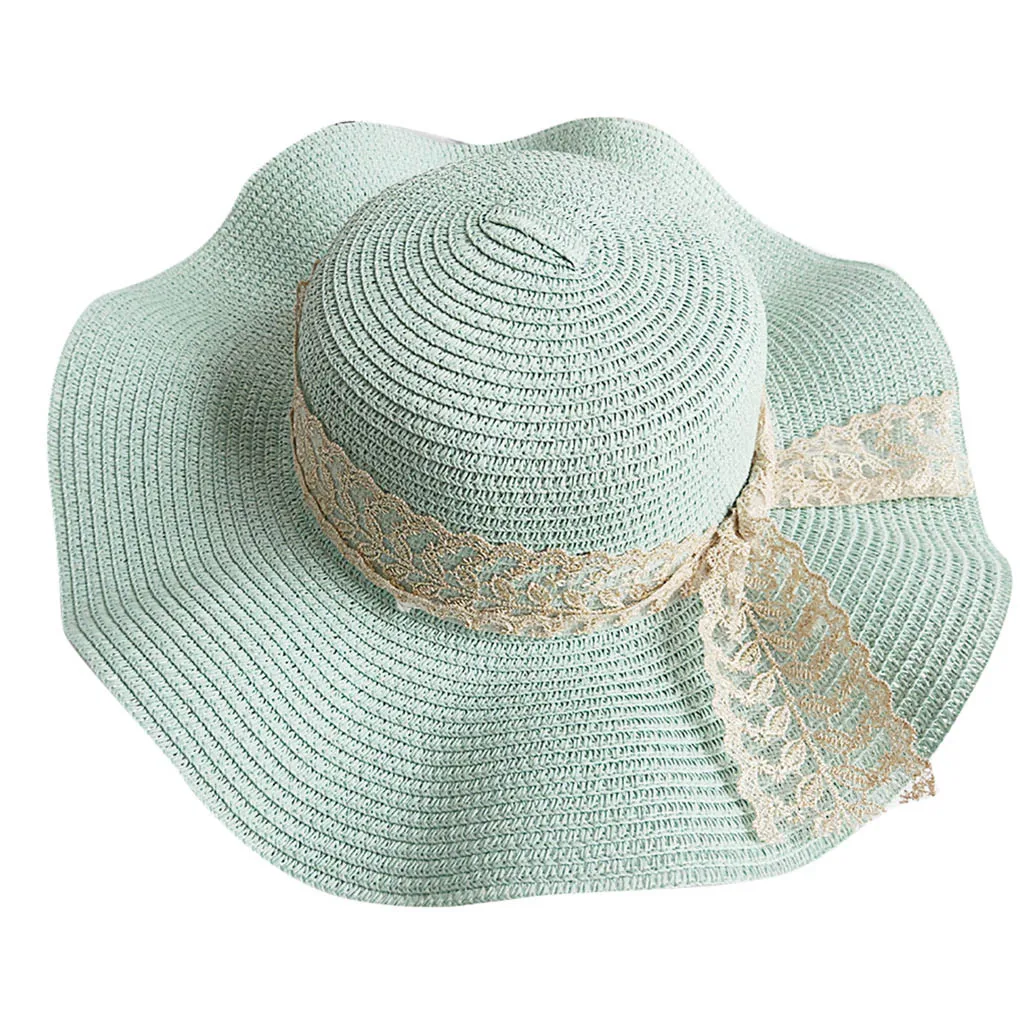 C Модные новые солнцезащитные шляпы для женщин, летняя соломенная шляпа, козырек, ручная работа, жемчуг, праздничная Кепка, для отдыха, с широкими полями, Соломенная пляжная кепка s YL5 - Цвет: C