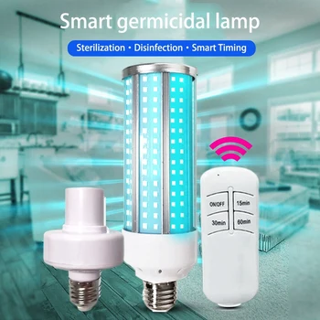 

60W UV Ozone Germicidal Light UVC Corn Lamp Bulb E27 LED Disinfection Light 110V Remote Control Lamp
