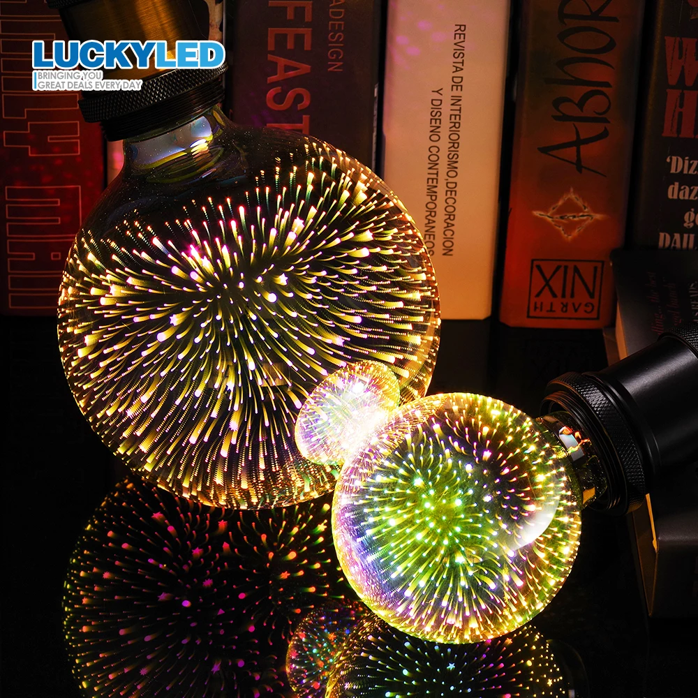 

LUCKYLED 3D Decoration Holiday Lights Bulb Led Lamp E27 220v 110v A60 ST64 G80 G95 G125 Light Bulb Retro Firework Novelty Light