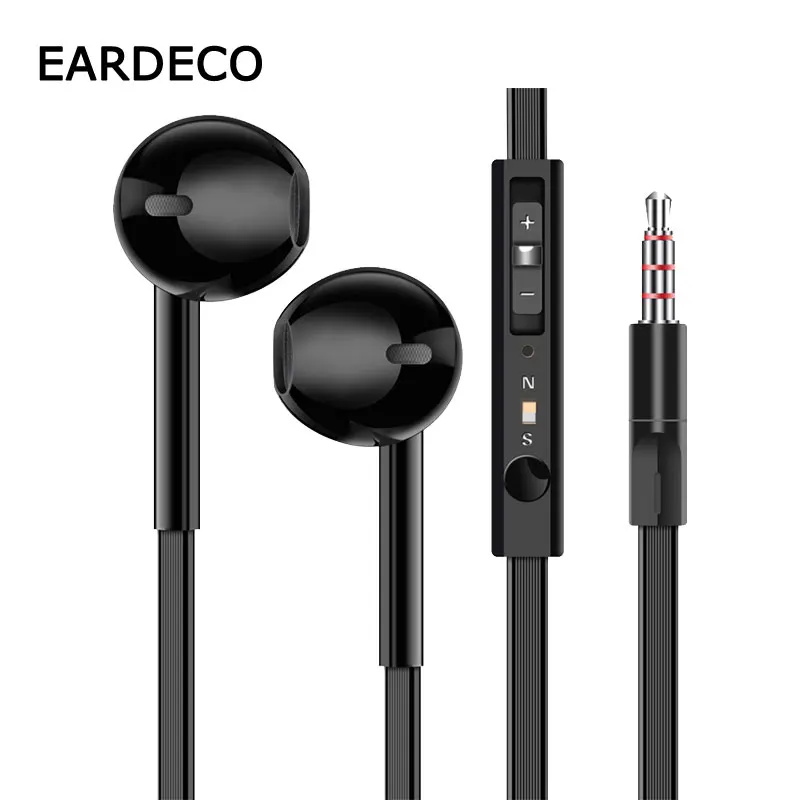 Наушники EARDECO с плоским проводом наушники вкладыши басами Hi Fi проводные 3 5 мм для