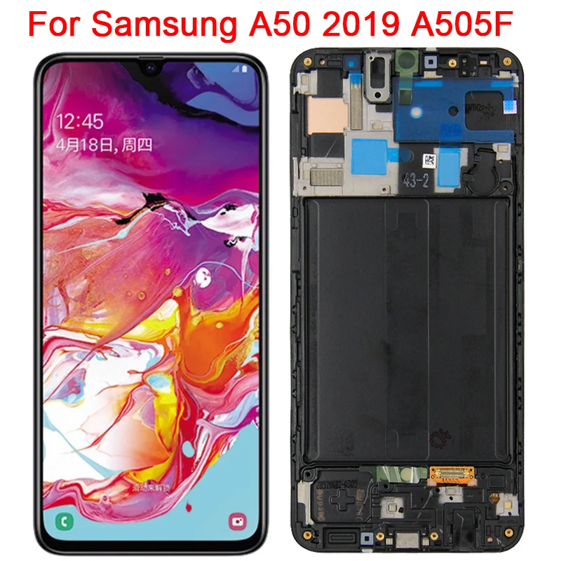 

LCD Screen For Samsung Galaxy A50 2019 Super AMOLED With Frame 6.4" A505F/DS A505A SM-A505F Display Touch Screen Assembly Fudas