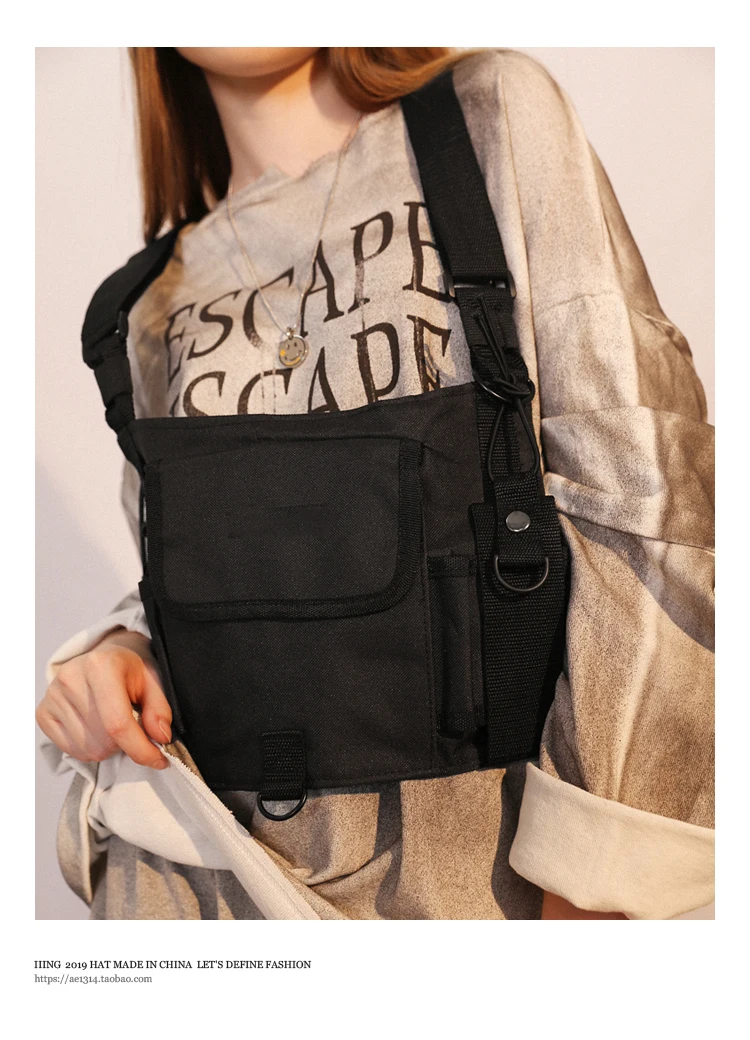 Уличный стиль боевой разгрузочный жилет сумка Хип Хоп Скейтборд Военная нагрудная сумка для женщин функциональные поясные пакеты