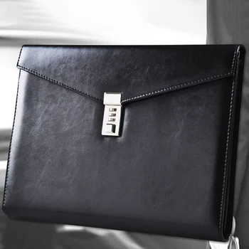 

Creative A4 High-Grade Leather with Lock Business Multi-Function Thickening Learning Office Supplies Password Briefcase