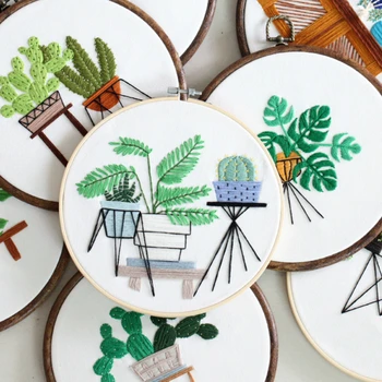 

DIY Embroidery Flower Handwork Needlework for Beginner Stitch Kit Ribbon Painting Embroidery Hoop Home Decoration Needle Arts