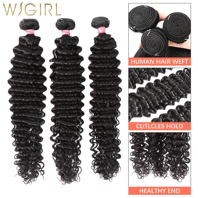 36 38 40 inch Deep Wave Bundles With Closure Brazilian Remy Human Hair Bundles With Frontal Water Curly And 4x4 Lace Closure 6