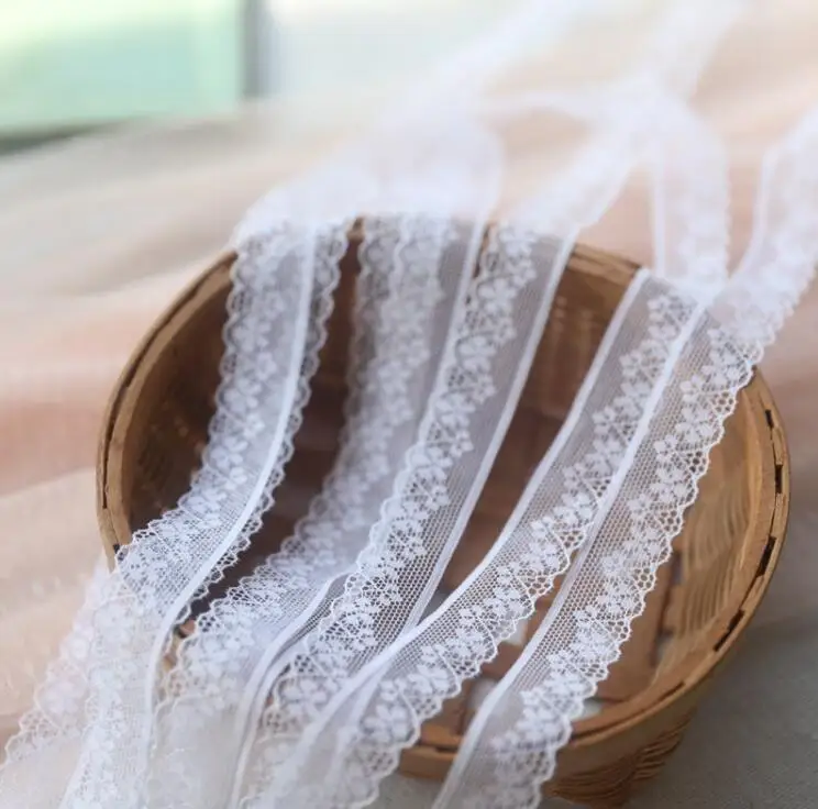 Crocheted Fabric Lace Sweater Side Skirt Curtain Sofa DIY Lace Trim Doll Garment Accessories 10 Meters White Thin
