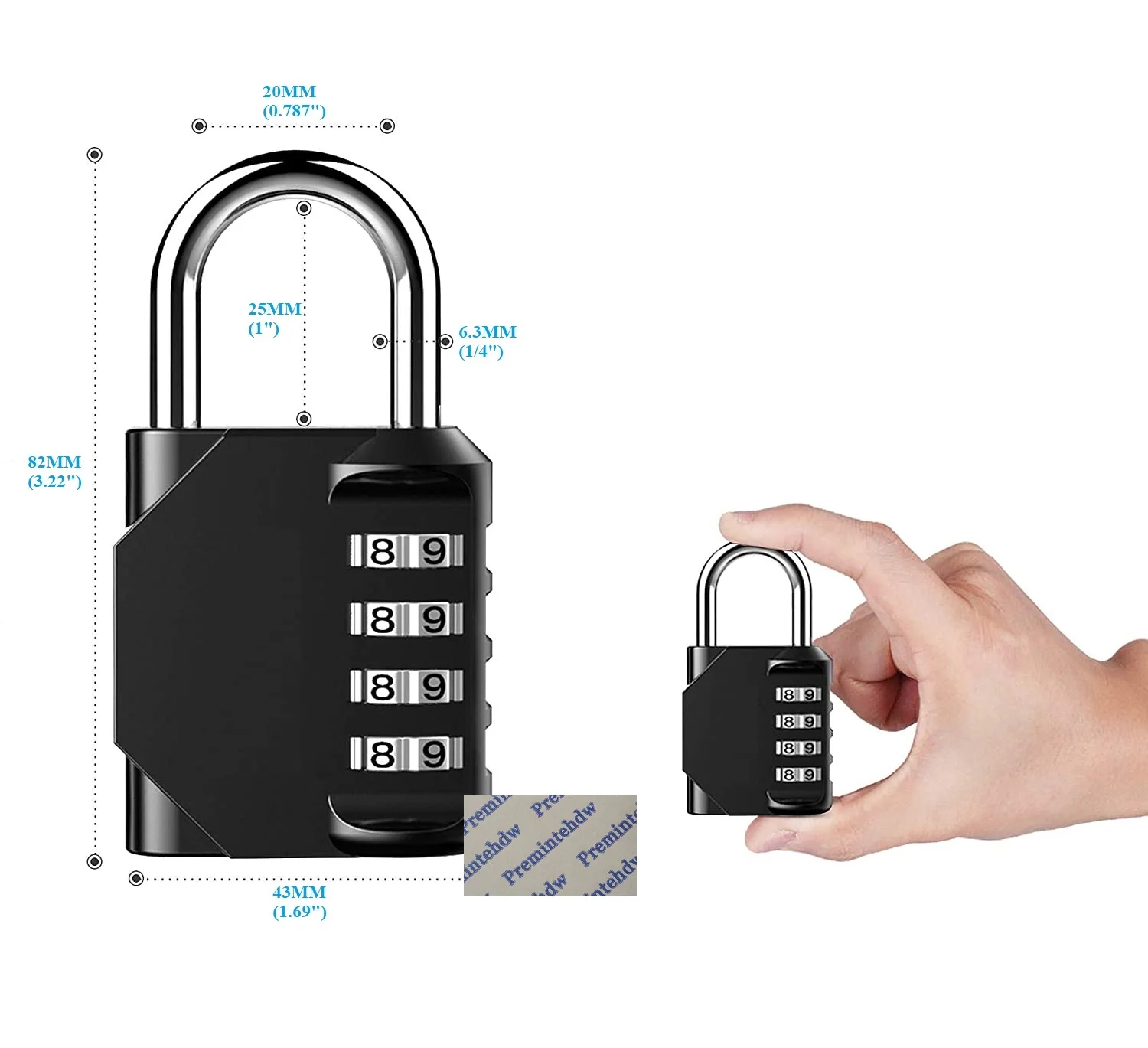 10Pcs Combination Lock 4 Digit Padlock For School Gym Locker Sports Fence Toolbox Gate Case Black Red Blue Silver