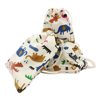 

Cartoon Animals Storage Bags Baby Clothing Kids Toys Organizer Drawstring Candy Bags Cotton Jewelry Cosmetic Pouch gift bag
