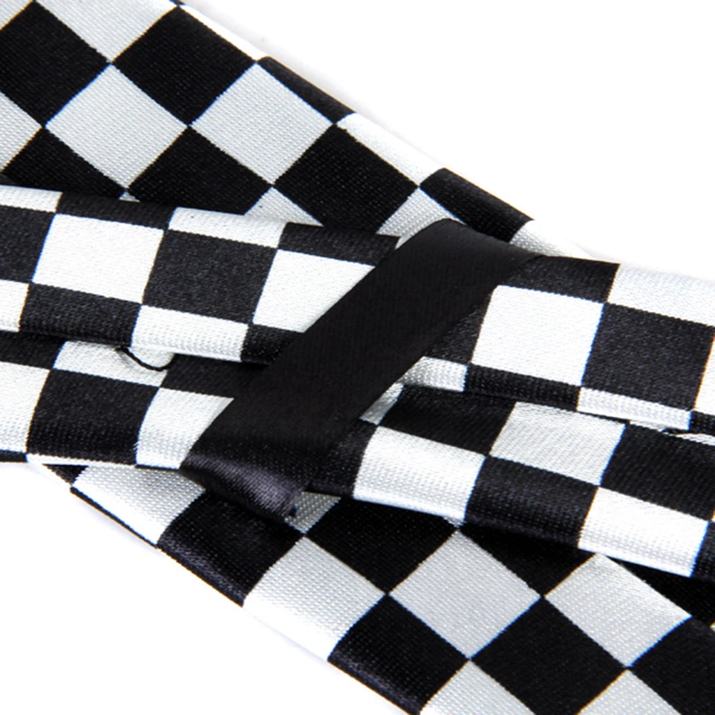 Men Women Formal Suit Casual Wear Black White Plaid Checkered Necktie Fashion Clothing Accessory Gift