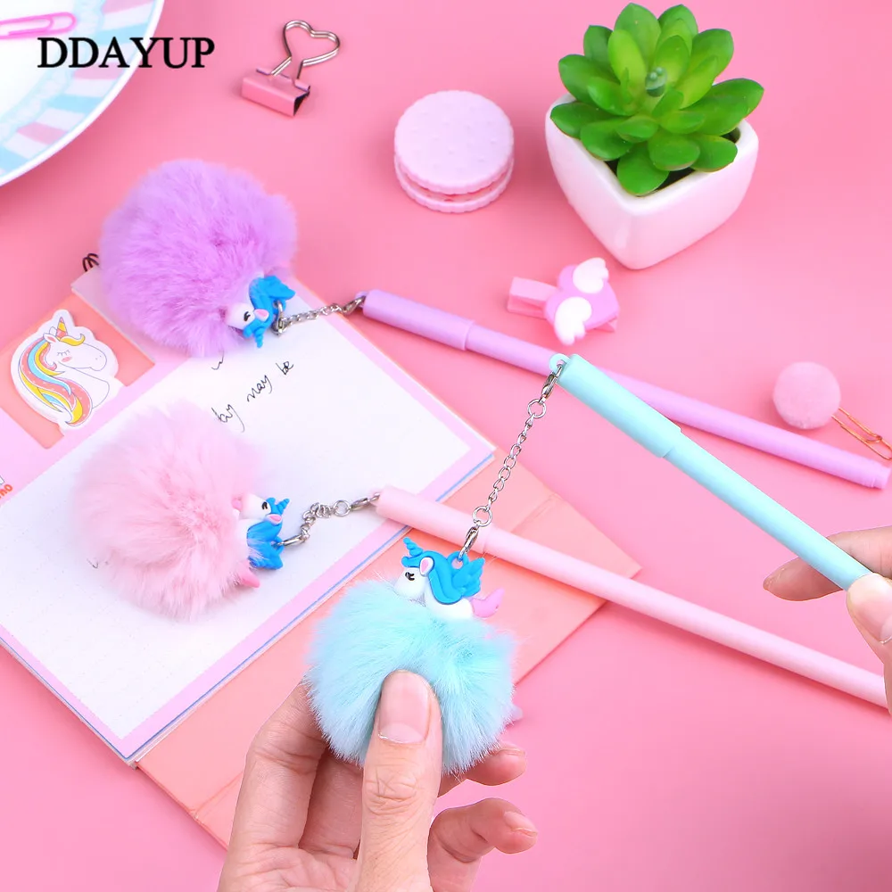 1Pcs Cute Unicorn Gel Pen Beautiful Plush Pens for School Writing Girl Gifts Kawaii Neutral Supplies Stationery| |