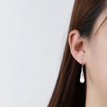 

2020 Simple, Water drop, Artificial opal, Japan and South Korea, Fashion, S925 White,Metal Earrings, Female Aesthetic Earrings