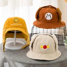 Doitbest/от 1 до 5 лет, зимние шапки для мальчиков и девочек, шапки для рыбалки, шапка-ушанка, Вельветовая шапка с мехом внутри, детская шапка в рыбацком стиле