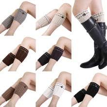 Модные вязаные сапоги с двумя пуговицами; короткие гетры с манжетами; женские носки для обуви; вязаные модные сапоги; аксессуары