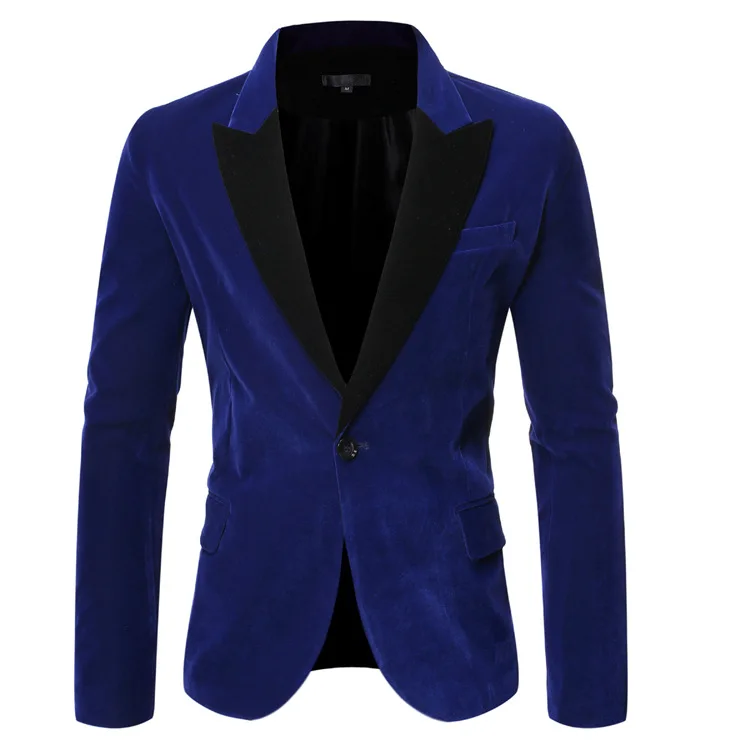 

2019 Autumn And Winter New Products Men Long Sleeve Casual Contrast Color Closure Collar One-Button Suit Coat 9767