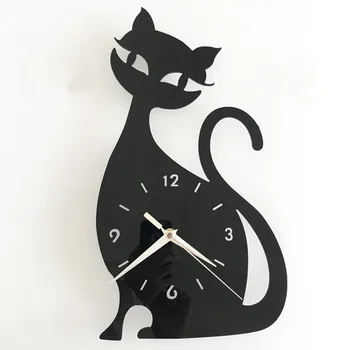 

Acrylic Cartoon Wall Clock Living Room Mute Wall Clock Cat Creative Kitchen Wall Watches Home Decor 6W669
