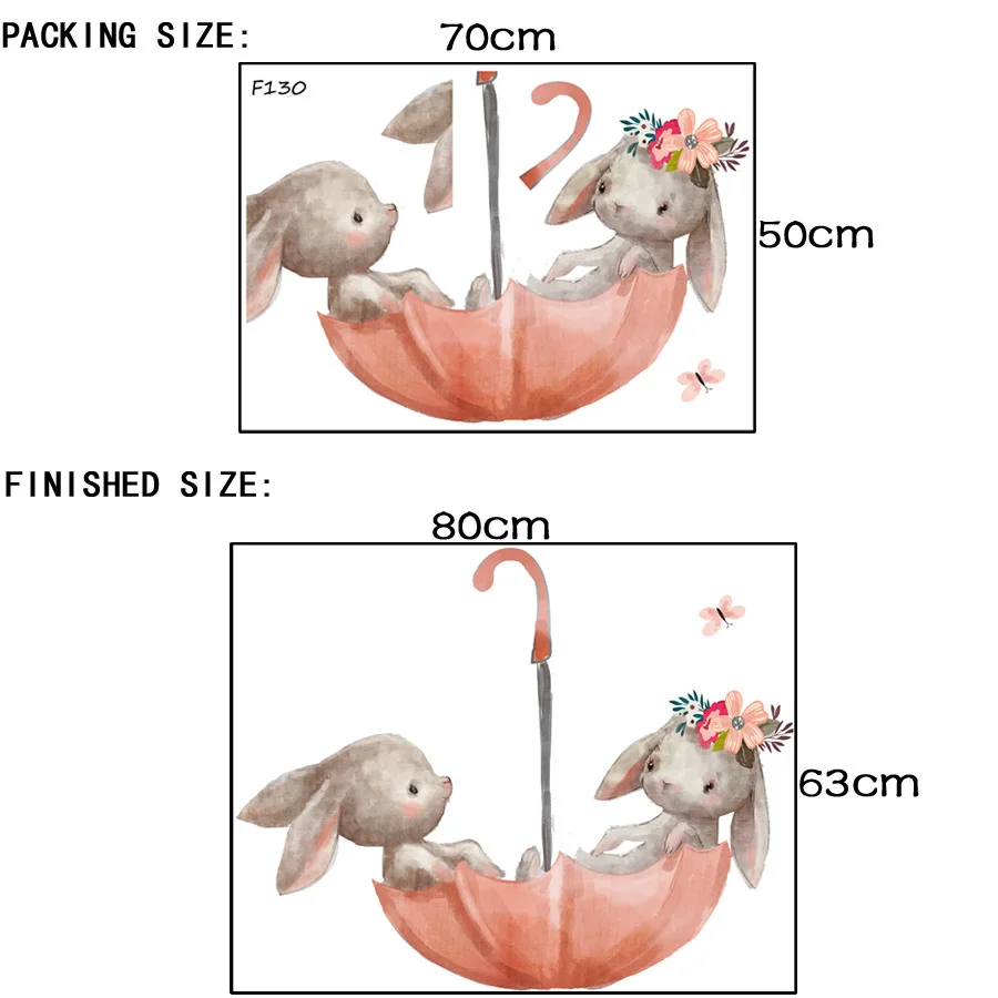 Details about / Cute Grey Bunny Ballet Rabbit Wall Stickers For Kids Nursery Room Baby F Z6E3