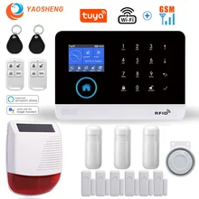 

TUYA Wireless WIFI GSM Home Security Alarm System With Solar Strobe Siren PIR Motion Sensor Compatible With Alexa & Google Home