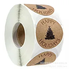 Rouleau de 500 autocollants joyeux noël en papier Kraft, étiquettes flocons de neige scellées, pour emballage de boîtes cadeaux, sacs