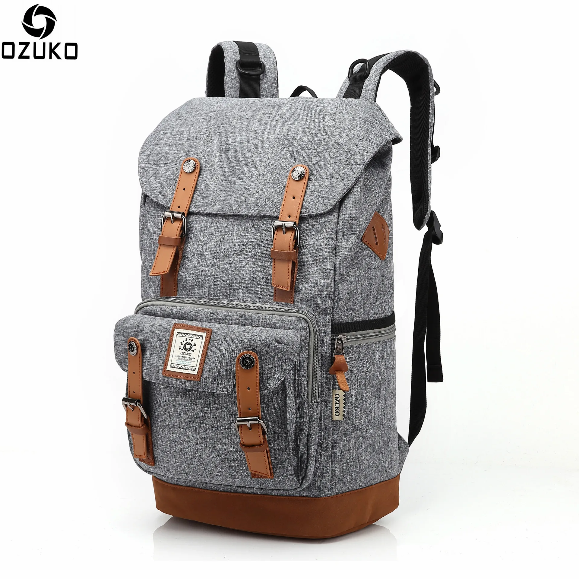 

Ozuko New Style Waterproof Oxford Cloth Backpack Men's Creative Drawstring Top Computer Backpack Japanese Korean Casual Backpack