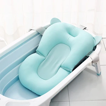 

Baby Bath Tub Seat Mat Pad Newborn Baby Shower Bath Pad Foldable Safety Pillow Bathtub Infant Anti-Slip Soft Support Cushion Mat