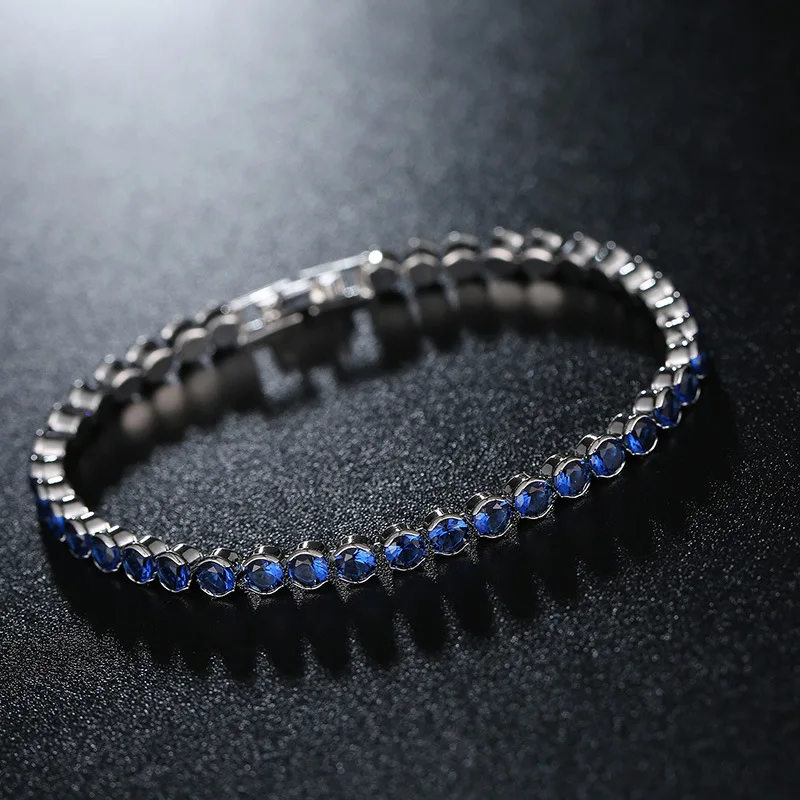 

s925 silver bracelet lady AAAA zircon sapphire gemstone hand chain birthday party fashion jewelry statement gift