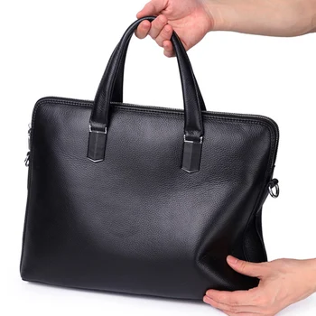

Men Leather Office Bag Solid Business Briefcase Leather Leather Bag Men Leather Laptop Bag 15 Inch Maletines Hombre