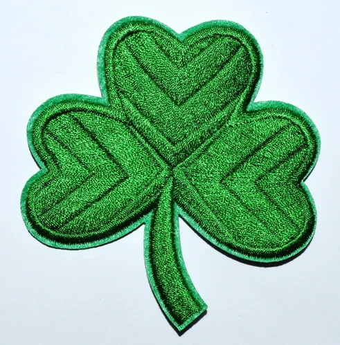 

(5 pcs) 3 leaf clover St. Patrick's day irish shamrock three applique iron on patch ( about 7.8 * 8 cm)