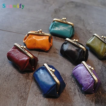

Mini Bags Unisex Coin Purse Hasp Genuine Cow Leather Bags Headphone Handmade Metal Bags Women Small Bags Gift