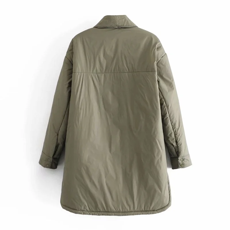 Cabolsa de Grandes Puwd Casual Mulher Solto Fino Velo Camisa Jaqueta 2021 Primavera Moda Senhoras Botão Quente Outwear Feminino Chique Dimensões 12 Cheap Jaquetas básicas