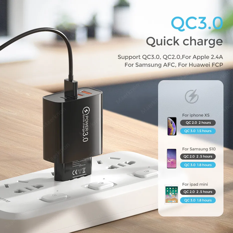 65w charger usb c 30W PD USB Charger 4 Ports QC3.0 Type C USB-C Fast Charger for iPhone 12 Samsung Xiaomi Mobile Phone Charger Quick Charge 3.0 usb c 5v 3a