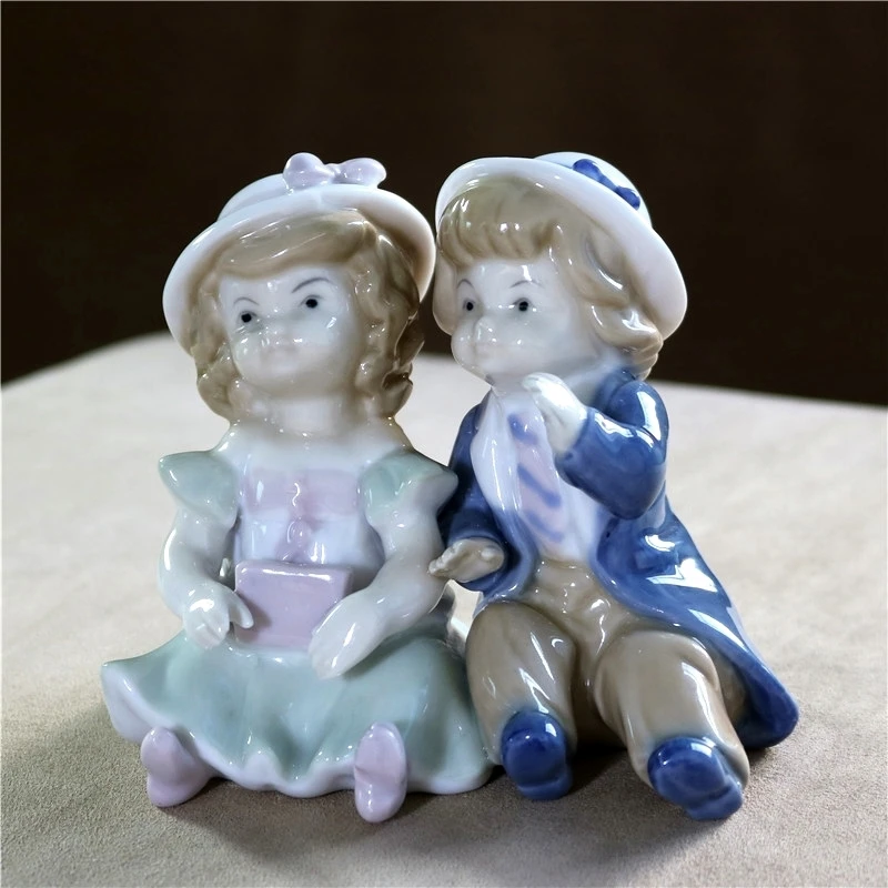 Cute Porcelain Doll Lovers Miniature Handmade Ceramics Campus Item Figurine Valentine's Day