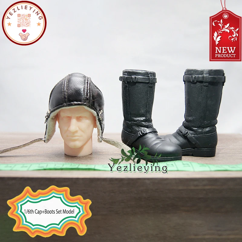 1 6 Scale Action Figure Acc Army WWII Military Soldier Pilot Paratrooper Leather Flight Cap German Air Force High Boots Set 12In | Игрушки и