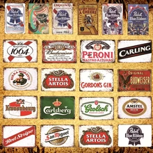 [Luckyaboy] алкогольный напиток пиво Ретро плакат Наклейка на стену домашний бар Домашний декор для паба мужские пещеры винтажные металлические жестяные знаки AL033