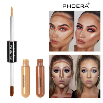 

Waterproof And Sweat Proof Brighten Skin Color Double Head Concealer Liquid Long Oil Control Liquid Foundation 5 Colors TSLM1