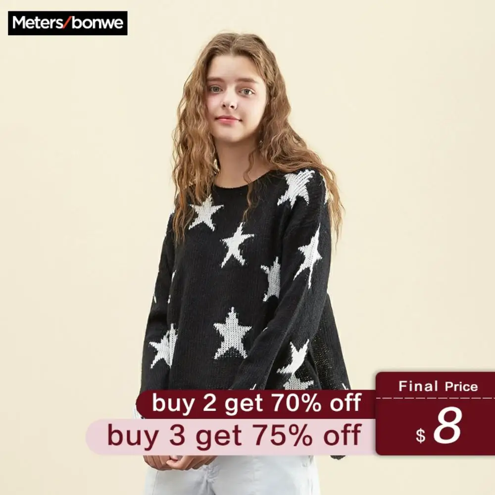

Metersbonwe 2019 Chic Knitted Sweater Women Pullovers Autumn Winter Hole Basic Women Loose Sweaters Korean Style