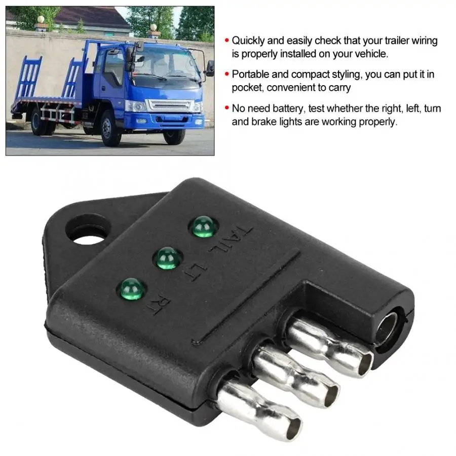 

car port Portable 4 Pin Trailer Light Wiring Circuit Tester with 3 Indicator Lamp Practical Accessory araba aksesuar