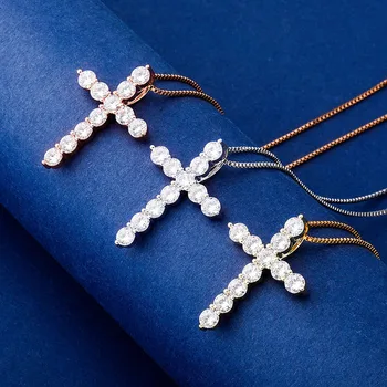 

Hip Hop Claw Setting Cubic Zirconia Bling Iced Out Cross Pendants Necklaces for Men Women Unisex Charm Jewelry Drop Shipping