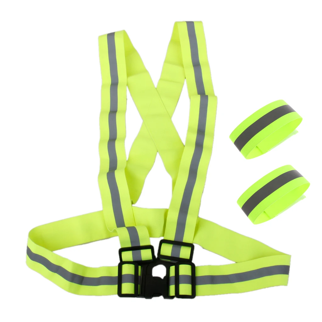 Reflective Wristbands Safety Reflector Straps Elastic Wristbands Armbands with Adjustable Reflective Vest