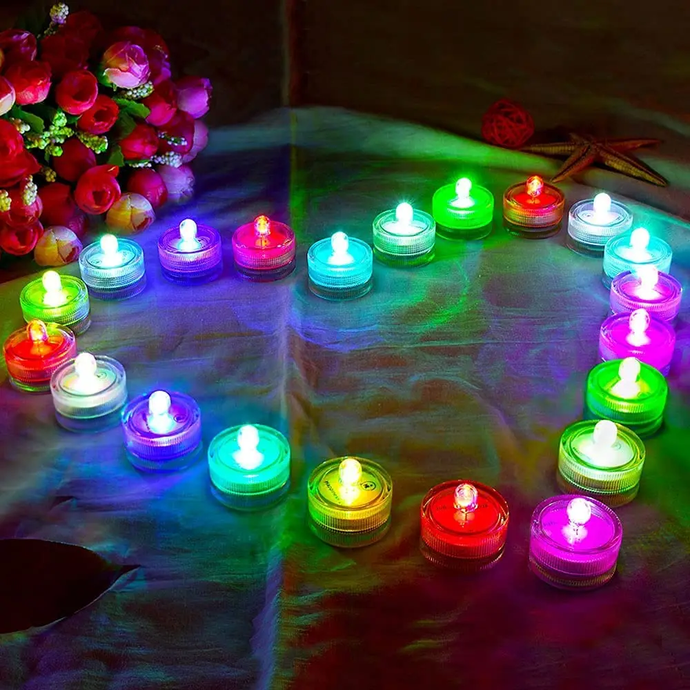 12pcs/lot LED Multi Color Submersible Mini Vase Light LED Underwater Candle Tealight for Party Wedding Festival Valentine's Day