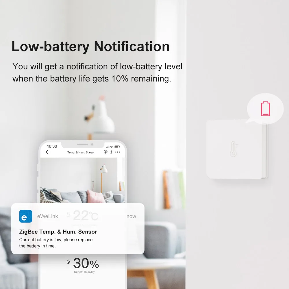 Temperature Humidity Meter Smart Temperature Sensor Itead SONOFF SNZB-02 ZigBee Temperature Humidity Sensor Real Time Monitor Via e-WeLink App Works with SONOFF ZigBee Bridge IFTTT