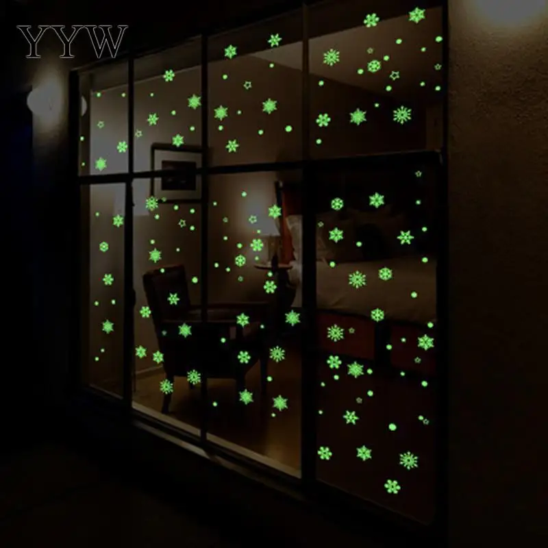 

Snowflake Wall Sticker Stickers Fluorescent Glow In The Dark Luminous Wall Stickers For Kids Living Room Decals Christmas Decor