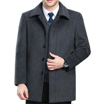 

High quality cashmere coat men new style winter wool overcoat male turn down collar single breasted woolen outerwear 2 styles