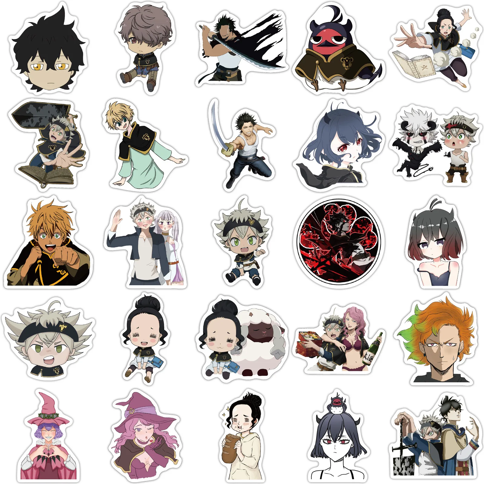 10 50pcs black clover quarter knights card anime stickers waterproof diy skateboard guitar laptop bicycle sticker kids toys stickers aliexpress