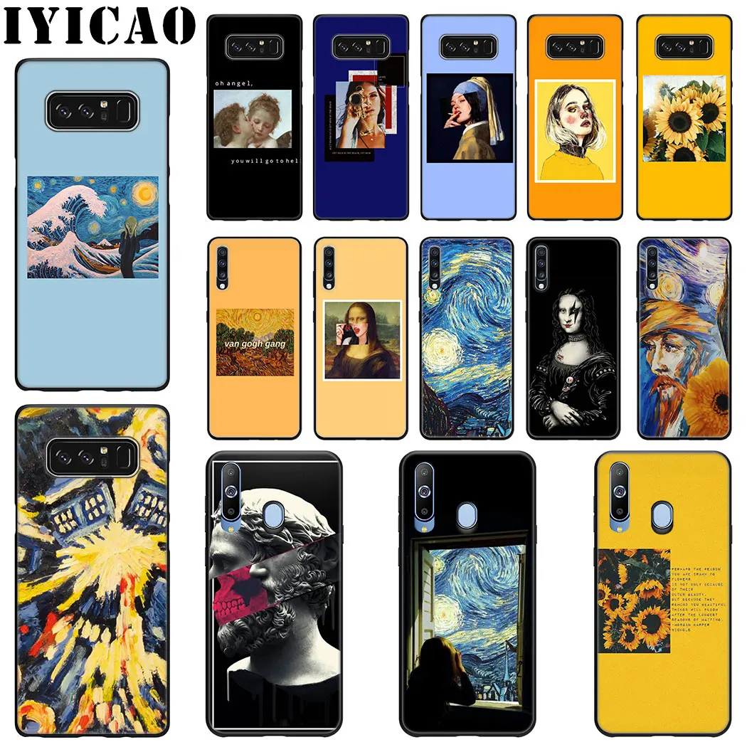 IYICAO van Gogh Mona Lisa art Soft Silicone Case for Samsung A70 A60 A50 A40 A30 A20 A10 M40 M30 M20 M10 Note 8 9 Phone |