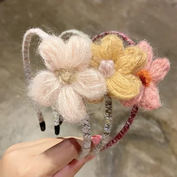 

New Sweet Plush Colorful Flower Hairbands For Women Girls Lovely Hair Ornament Headband Hair Hoops Fashion Hair Accessories
