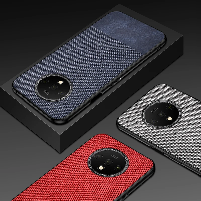 

For OnePlus 7T Pro Case Soft silicone edge + Cloth texture Skin protective Back Cover Case for one plus 7t oneplus7t 1+7t shell