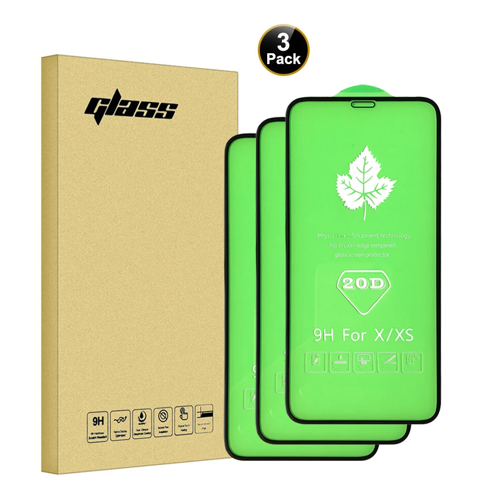 100pcs CAMDEMS New full 3in1 20D wholesale tempered glass screen