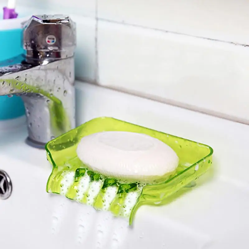 

1Pc Soap Storage Box Dish Case Makeup Organizer Water Drain Sponge Holder For Kitchen Double Sucker Bathroom Kitchen Organizer